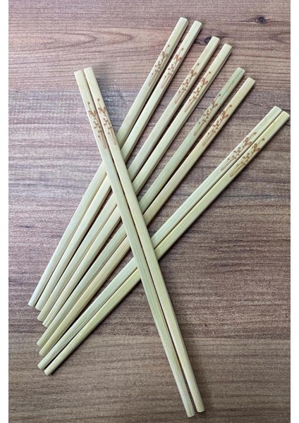 10 Çift Bambu Chopstick Desenli Yıkanabilir Çin Çubuk Suşi Ramen Noodle Yemek Çubuğu