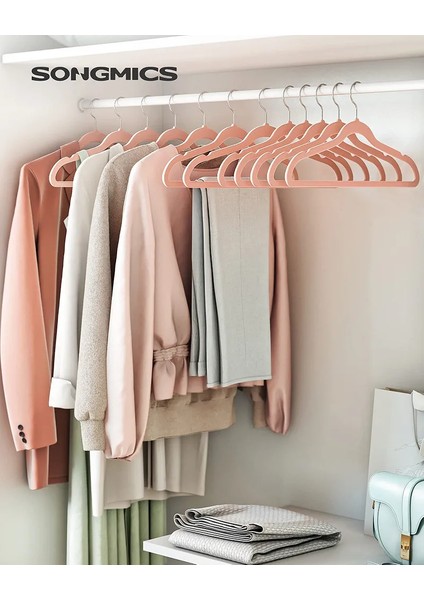 Songmıcs Kadife Elbise Askısı, 30'lu Set, Askı, Ceket Askısı, 41,5 cm Genişliğinde, Elbise Askısı, Ince, 360° Dönebilen Kanca, Mont, Gömlek ve Takım Elbise Için, Pembe, CRF26PK fiyatları