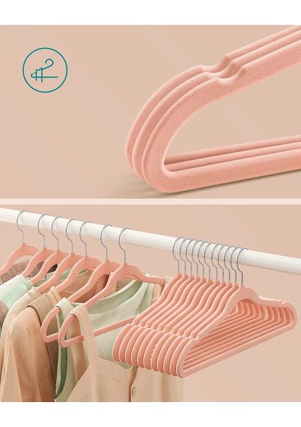 Songmıcs Kadife Elbise Askısı, 30'lu Set, Askı, Ceket Askısı, 41,5 cm Genişliğinde, Elbise Askısı, Ince, 360° Dönebilen Kanca, Mont, Gömlek ve Takım Elbise Için, Pembe, CRF26PK modelleri