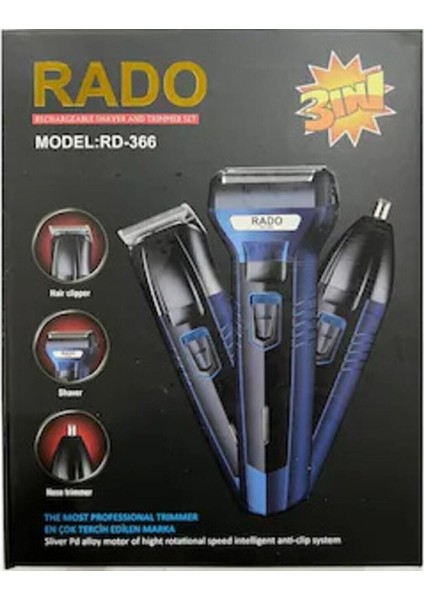 Mavi Şarjlı Üç Başlıklı Kuru Tıraş Makinesi, Saç ve Sakal Için fiyatları