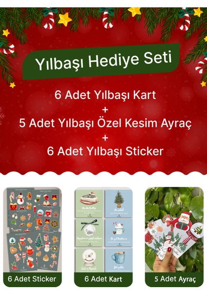 Yılbaşı Seti-1(6 Adet Kart-Sticker- 5 Adet Ayraç)