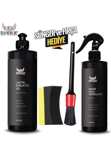 Demirtozu Temizleyici ve Lastik Parlatıcı Jel 2li Set