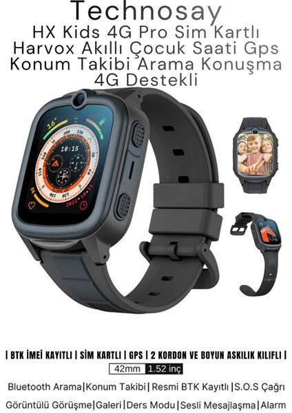 Hx Kids 4g Pro Sim Kartlı Gps Akıllı Çocuk Saati Konum Takibi Arama Konuşma 4g Destekli