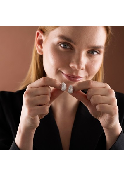 925 Gümüş Pave Taşlı Damla Küpe fiyatları