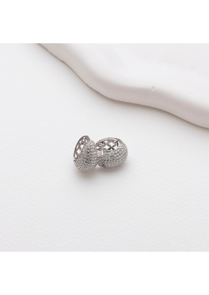 925 Gümüş Pave Taşlı Damla Küpe modelleri