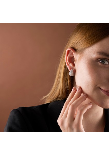 925 Gümüş Pave Taşlı Damla Küpe indirimleri