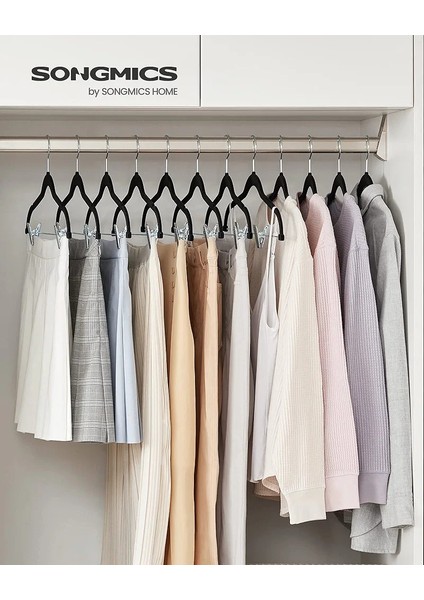 Songmıcs Elbise Askısı Kadife, 12'li Set, Etek Askısı, 42,5 cm Genişliğinde, Ayarlanabilir Klipsli, Kaymaz, Yer Tasarruflu, Pantolon, Manto, Elbise Için, Siyah CRF12B fiyatları