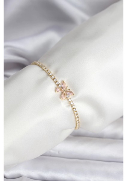 Zirkon Taşlı Renk Pirinç Su Yolu Kadın Bileklik