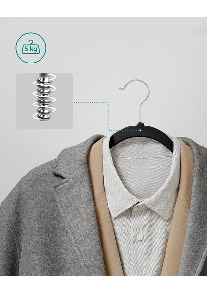 Songmıcs Kadife Elbise Askısı, 30'lu Set, Askı, Ceket Askısı, 41,5 cm Genişliğinde, Elbise Askısı, Ince, Dayanıklı, 360° Dönebilen Kanca, Manto, Gömlek ve Takım Elbiseler Için, Siyah fırsatları