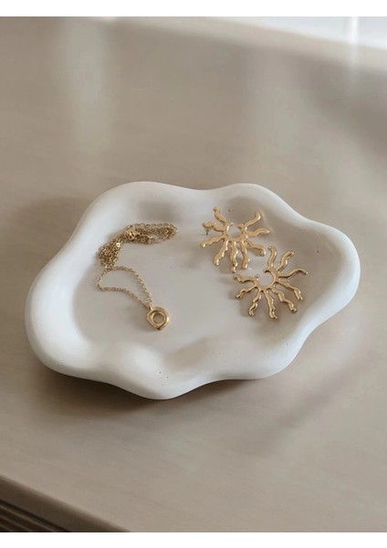 Dekoratif Tabak Dalga Bulut Desen, Asimetrik || Takı Organizer, Sunumluk fiyatları