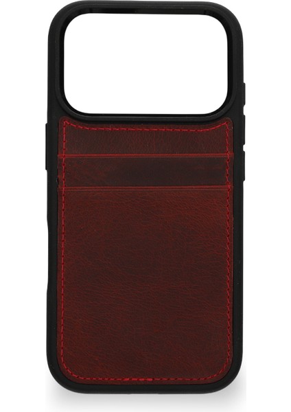 Retro Kartlıklı Premium Deri Kılıf iPhone 17 Pro Max Rustik Bordo fiyatları
