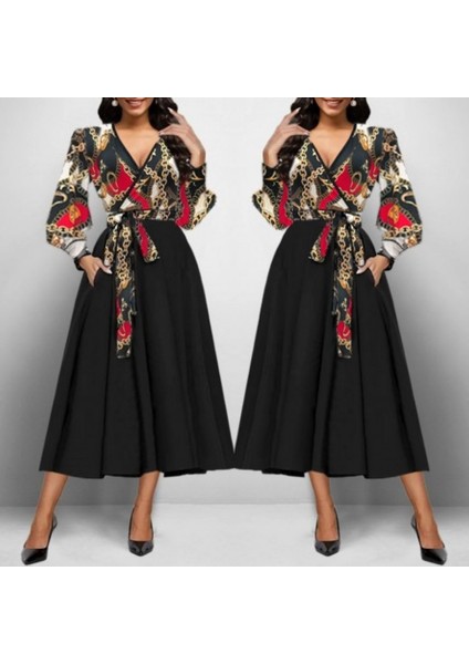 Kadın Uzun Kollu Kruvaze Yaka Dalgıç Krep Midi Boy Elbise modelleri