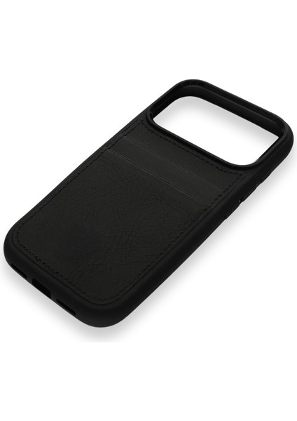 Retro Kartlıklı Premium Deri Kılıf iPhone 17 Pro Mat Siyah fırsatları