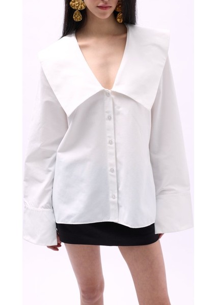 Geniş Yaka Volan Kol Gömlek fırsatları