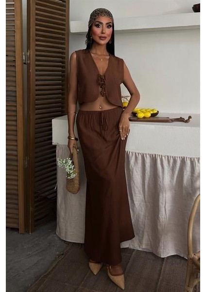 Yelek Önden Bağlamalı Uzun Etekli Takım 10192