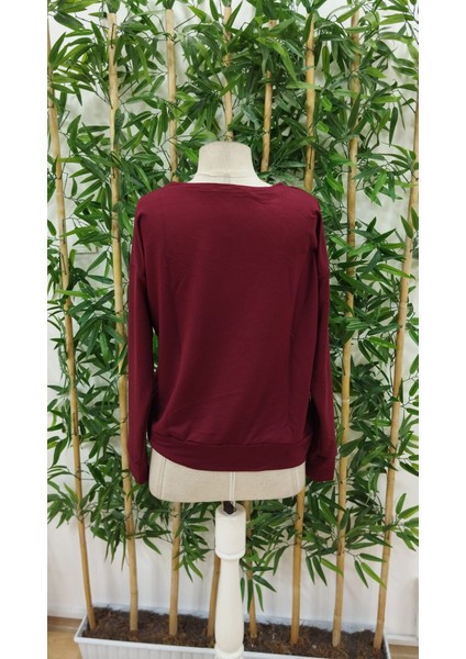 Kadın Uzun Kollu Bisiklet Yaka Desenli Viskon Iki Iplik Bluz indirimleri