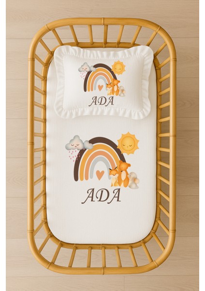 Isimli Bebek Nevresim Takımı 70X120 – Akfil Kumaş Fırfırlı Dolgulu Yastıklı