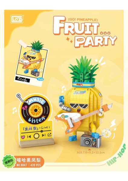 Meyve Partisi Serisi: Ananas | 430 Parça Mikro Bloklar | 14+ Yaş