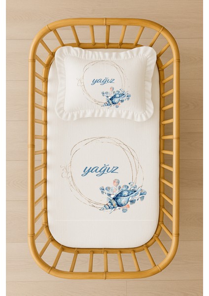 Isimli Bebek Nevresim Takımı 70X120 – Akfil Kumaş Içi Dolgulu Fırfırlı Yastık