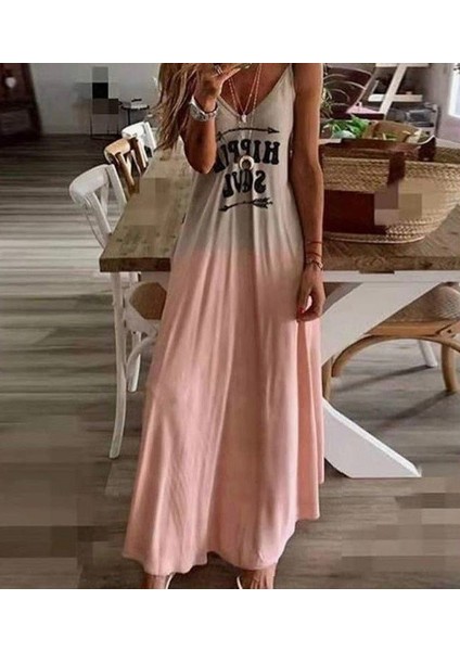 Kadın Süprem Kumaş Dijital Baskılı Askılı Maxi Boy Askılı Elbise