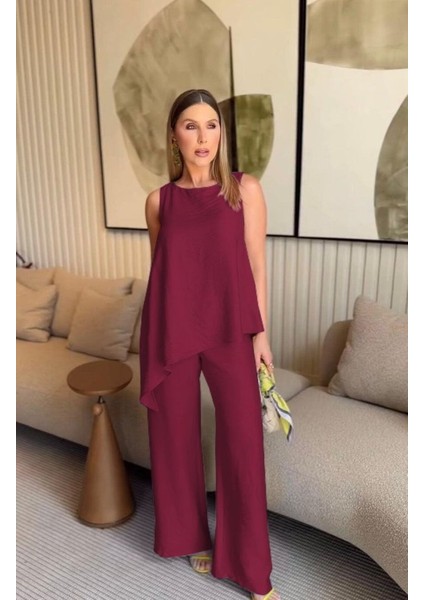 Asimetrik Bluz - Pantolon Ikili Takım modelleri