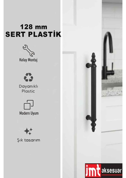 Sert Plastik 128 mm Siyah Mobilya Mutfak Dolabı Komidin Tv Ünütesi Dolap Kulpları 10 Ad fiyatları