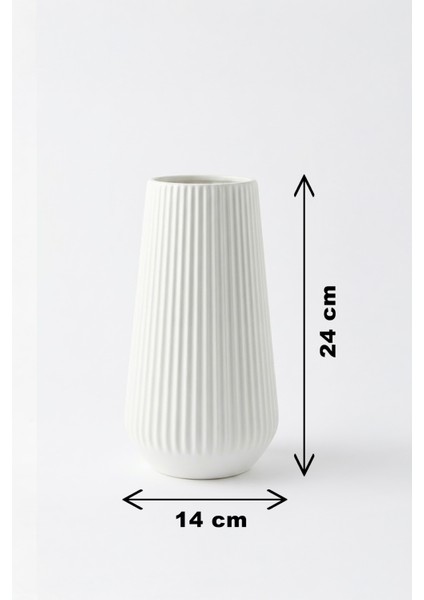 Çizgili Dekoratif Modern Vazo Kırmızı (24X14CM) fiyatları