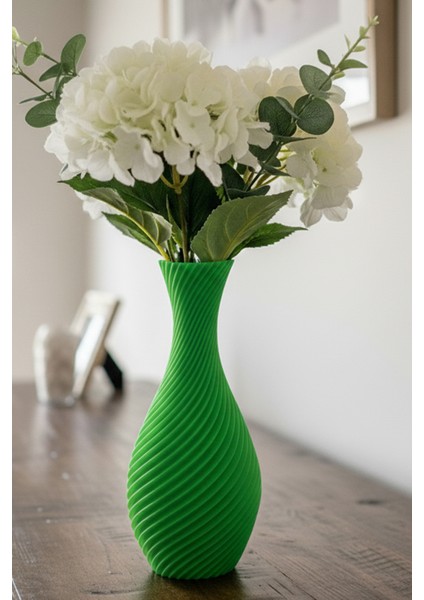 Zarif Kıvrım Tasarımlı Dekoratif Vazo Yeşil (20X11CM)