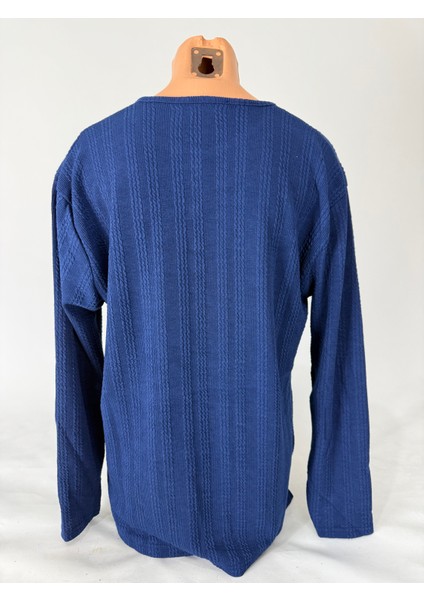 Kadın Örgü Desenli Bisiklet Yaka Uzun Kollu Yanları Yırtmaçlı Yün Anne Penye Tişört indirimleri