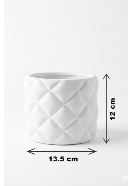 Kapitone Tasarımlı Modern Dekoratif Saksı Vazo Gri (12X13.5CM) fiyatları