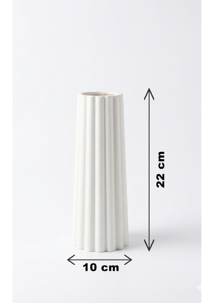 Ince Form Dikey Hatlı Dekoratif Vazo Gri (22X10CM) fiyatları