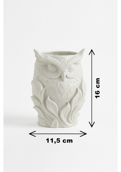 Baykuş Motifli Dekoratif Vazo Sarı (16X11,5CM) fiyatları