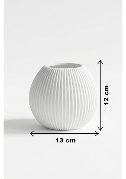 Minimalist Çizgili Dekoratif Vazo Beyaz (12X13CM) fiyatları