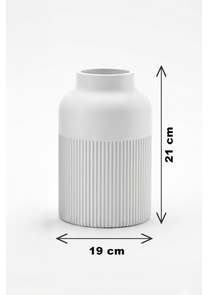 Modern Çizgili Tasarım Vazo Turuncu (21X19CM) fiyatları