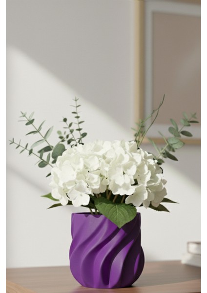 Esnek Dalga Tasarımlı Dekoratif Vazo Mor (12X12,5CM)