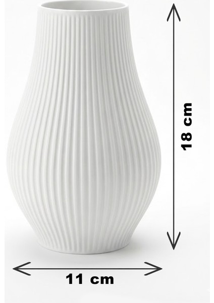 Dikey Hatlı Zarif Çizgili Minimal Şık Vazo Gri (18X11CM) fiyatları