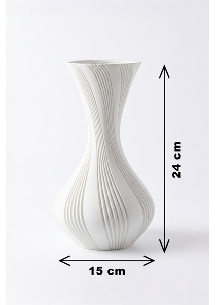 Dekoratif Çizgili Şık Vazo Gri (24X15CM) fiyatları
