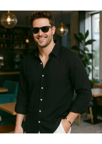Erkek Uzun Kollu Regular Sofya Keten Gömlek