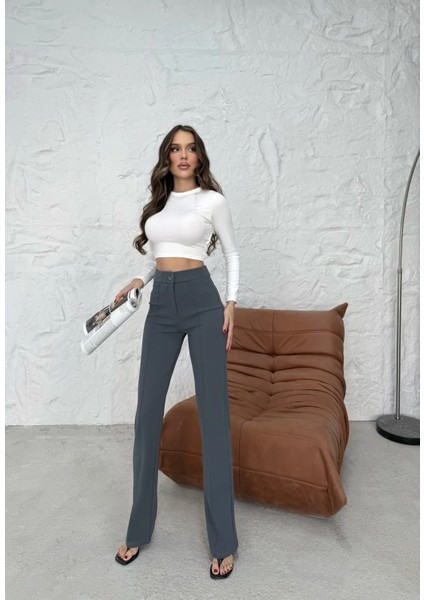 Düğmeli Palazzo Pantolon Füme P170091 modelleri