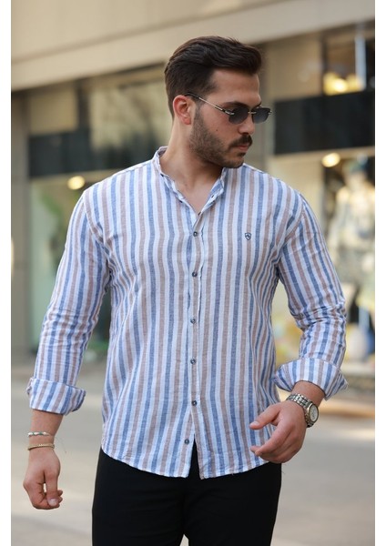 Erkek Hakim Yaka Çok Renkli Gömlek