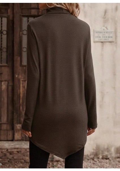 Kadın Uzun Kollu Balıkçı Yaka Asimetrik Kesim Detaylı Yün Viskon Bluz fiyatları