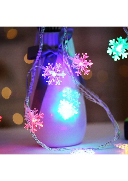 Gün Işığı - Kar Tanesi 3mt Pilli 2 Fonksiyonlu Peri LED - Dekor Lamba (5224)
