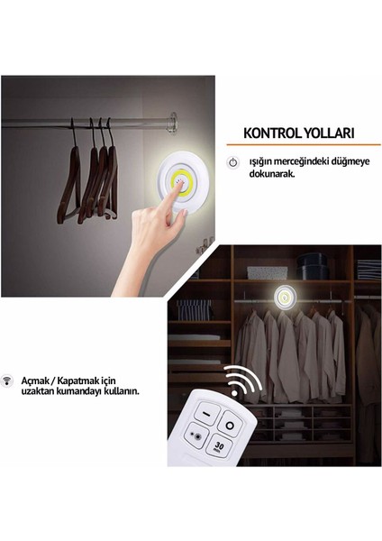 Uzaktan Kumandalı Yapışkanlı LED Spot Lamba (5224) fırsatları