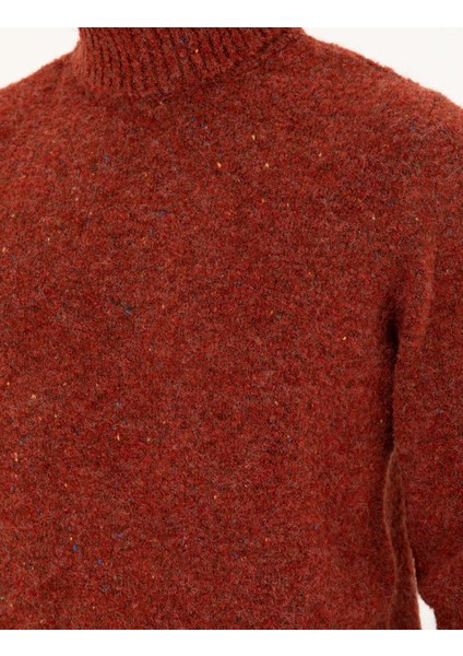 Erkek Kiremit Regular Fit Balıkçı Yaka Yün Karışımlı Triko Kazak 50278103-VR031