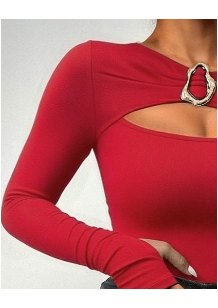 Kadın Uzun Kollu Bisiklet Yaka Göğüs Dekolteli Viskon Bluz fiyatları