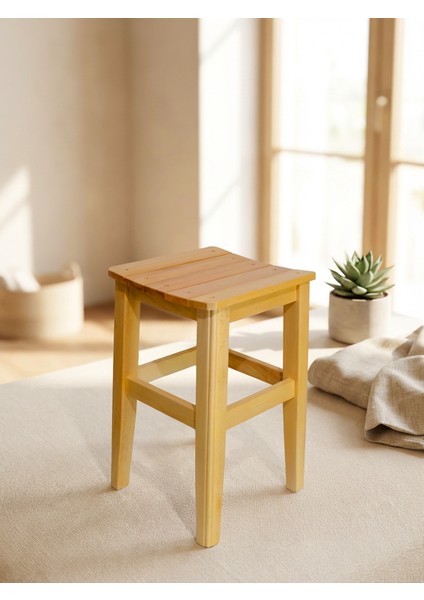 Ahşap Tabure 45 cm – %100 Doğal Ahşap, El İşçiliği, Montajsız, Çok Amaçlı fiyatları