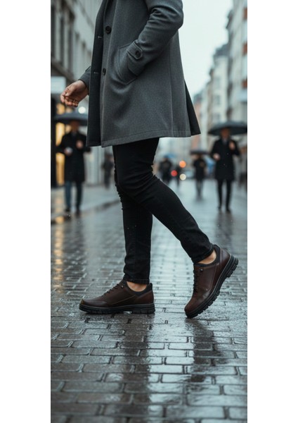 GR0455 Hakiki Deri Nubuk Üst Kalite Kalın Kaydırmaz Taban Soğuk Geçirmez Akıllı Bağcık Spor Klasik Casual