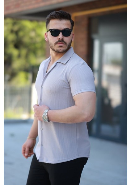 Erkek Ottoman Kumaş Apaj Yaka Kısa Kollu Gömlek fiyatları