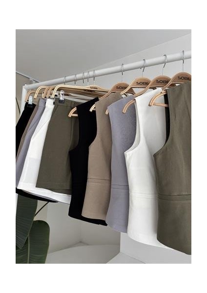 Yelek Şort Flamlı Keten Takım 10133-17