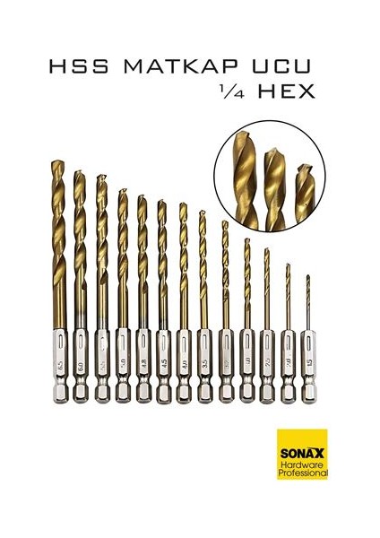 Hss Matkap Ucu 1/4 Hex 13 Parça Hss Tungsten Karbür Matkap Uç 1.5-6.5mm Titanyum